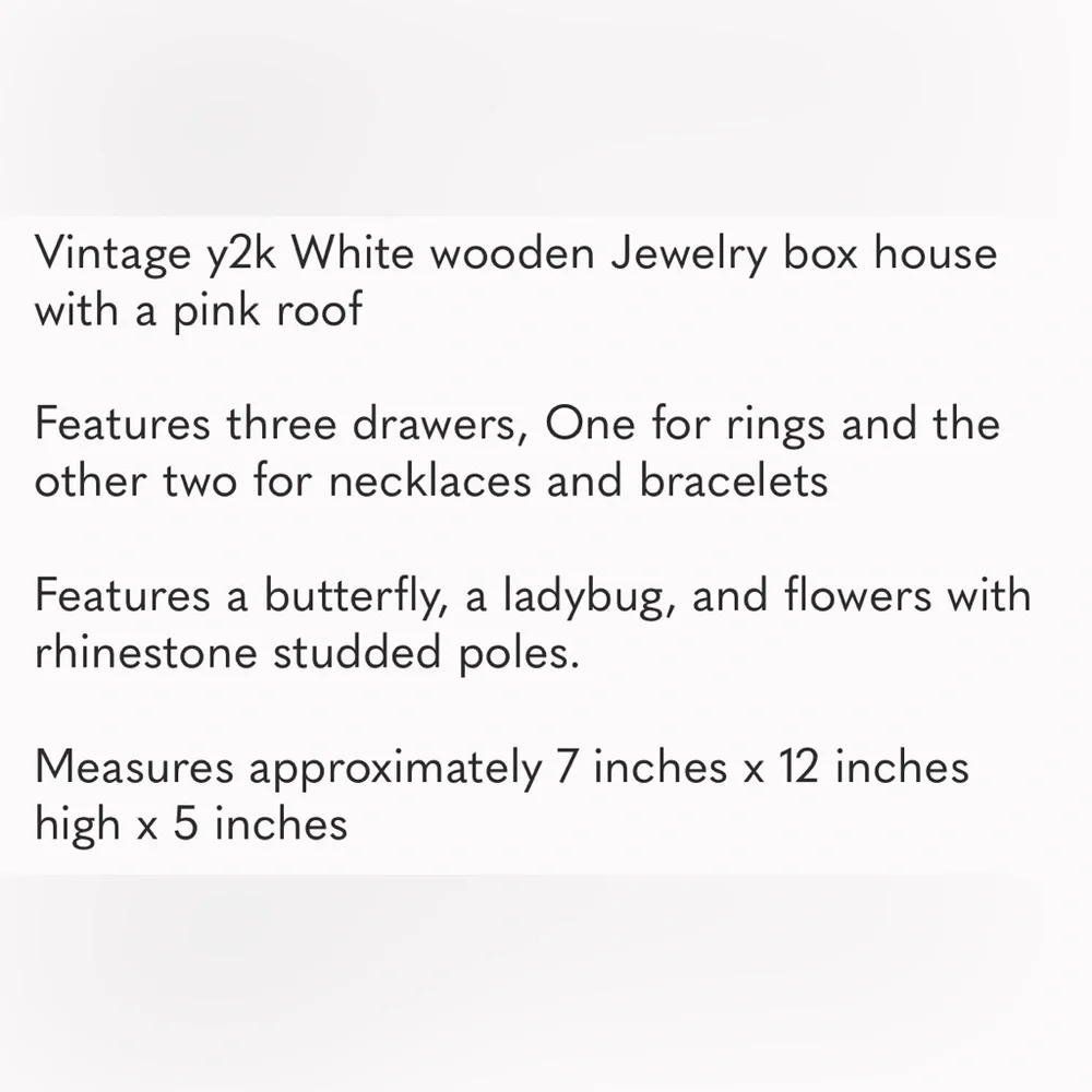 Vintage Y2K Jewelry box butterfly ladybug flowers wooden white pink girls‎
